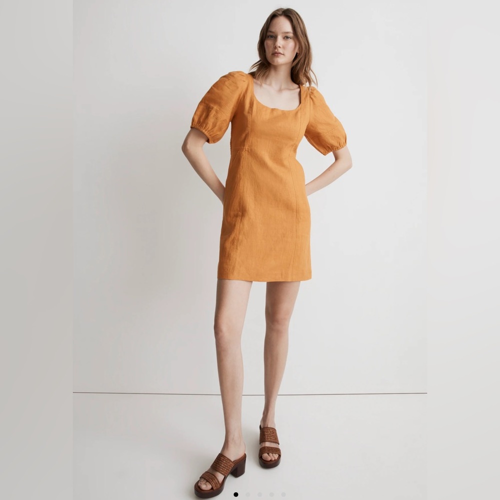 Madewell Maisie Mini Dress in Ochre Fresco
